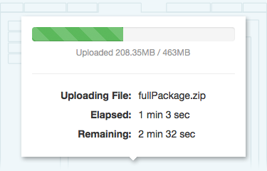 Screenshot of file upload progress